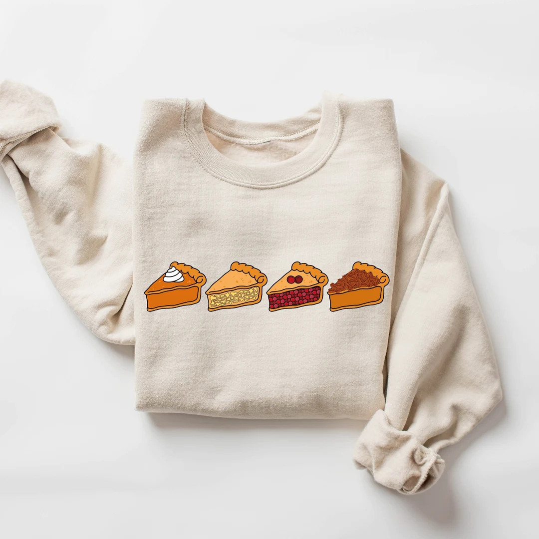Thanksgiving Pie Sweatshirt, Thanksgiving Cherry Pie Shirt, Pumpkin Pie Sweatshirt, Pecan Pie Swe... | Etsy (US)
