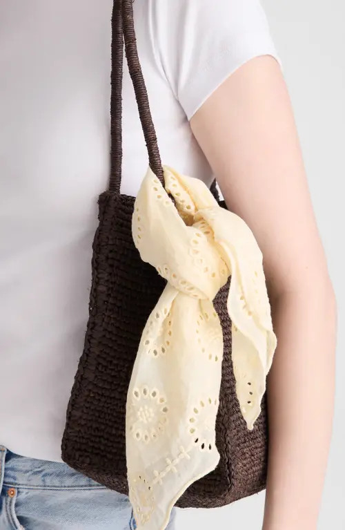 Madewell Embroidered Floral Eyelet Organic Cotton Bandana in Vanilla at Nordstrom | Nordstrom
