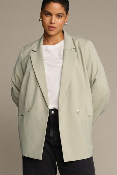 Double-breasted Blazer - Light khaki green - Ladies | H&M US | H&M (US + CA)