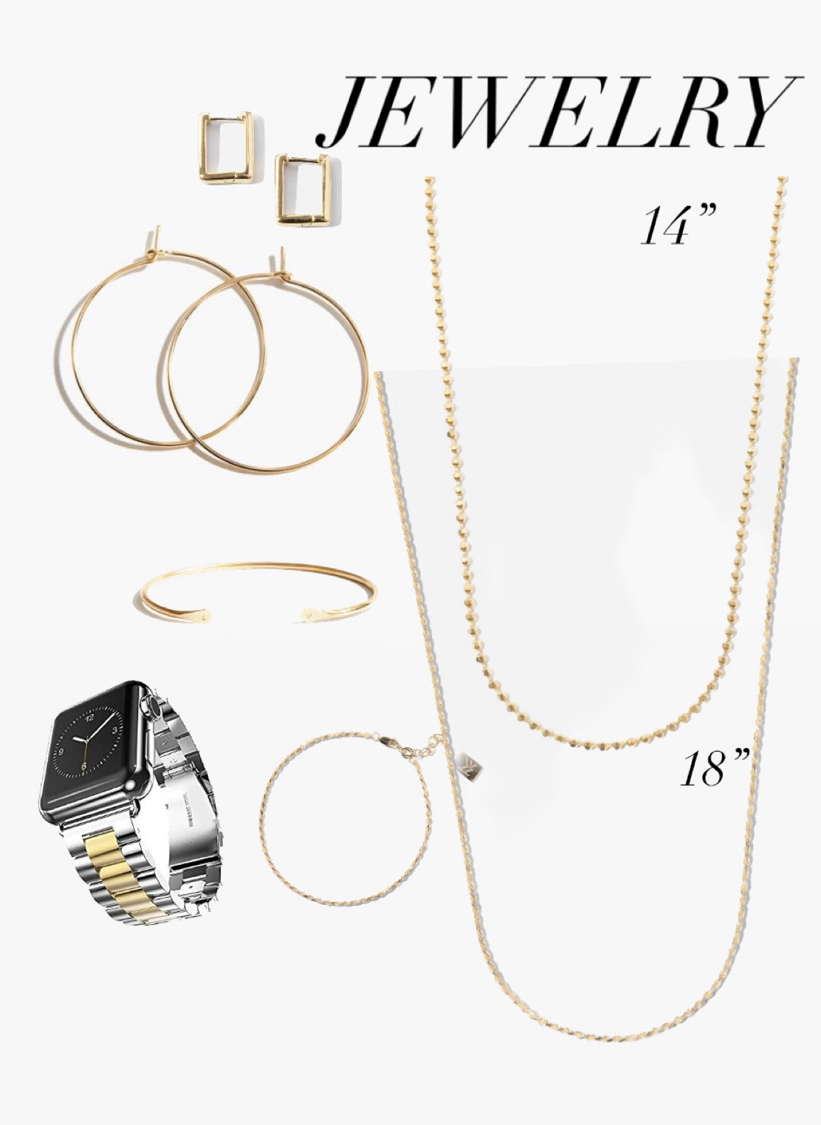 Everyday jewelry :) the bottom bracelet and necklace, and square Huggies earrings are from @k8smallthings collab with Miranda Frye :)