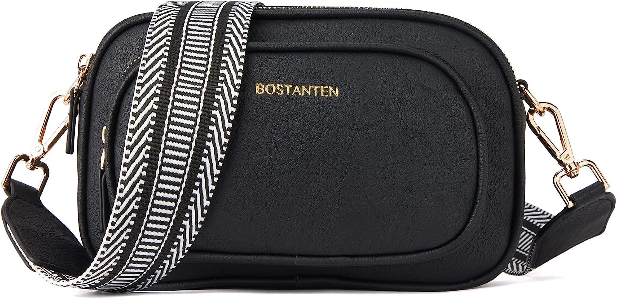 BOSTANTEN Crossbody Bags for Women Leather Cell Phone Purse Shoulder Handbags with Wide Strap | Amazon (US)