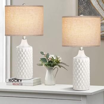 Modern Ceramic Table Lamps for Living Room Set of 2, 3-Color Temperature White Coastal Ceramic Be... | Amazon (US)