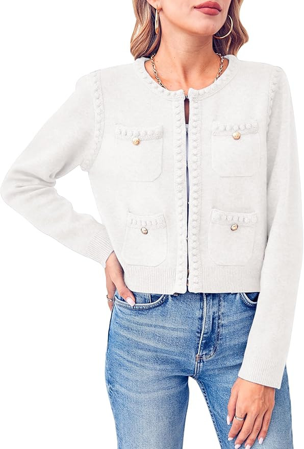 Esobo Womens Knit Cardigan Sweaters 2023 Fall Open Front Long Sleeve Cropped Casual Jacket Outerw... | Amazon (US)