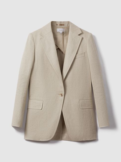 Reiss Natural Cassie Linen Single Breasted Suit: Blazer | Reiss US