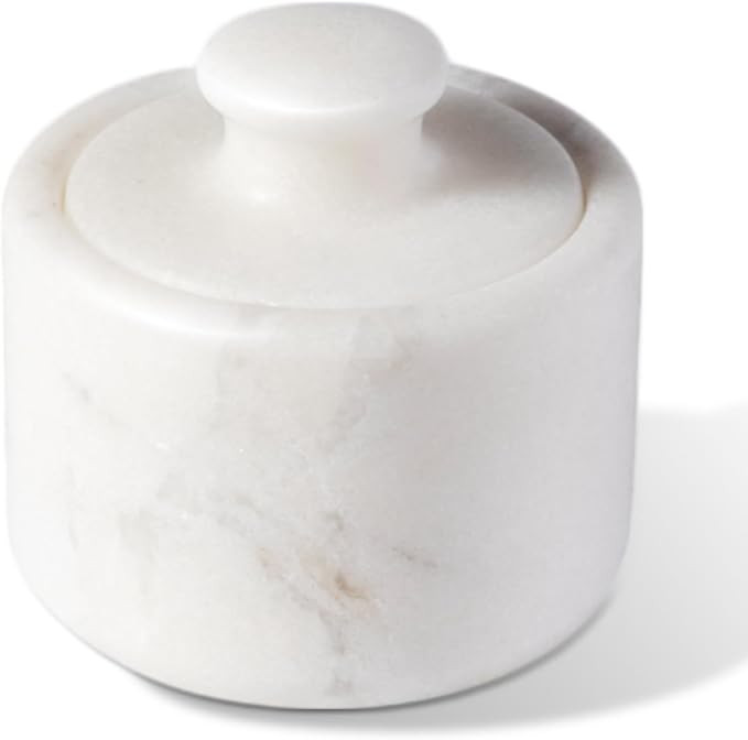 Koville Marble Salt Cellar with Lid 3.5" White, Stone Pepper Container & Spice Jars for Kitchen, ... | Amazon (US)