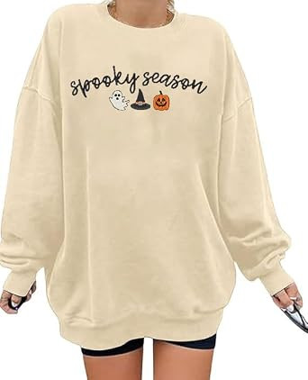 Halloween Spooky Season Sweatshirt Women Black Cat Ghost Sweatshirts | Amazon (US)