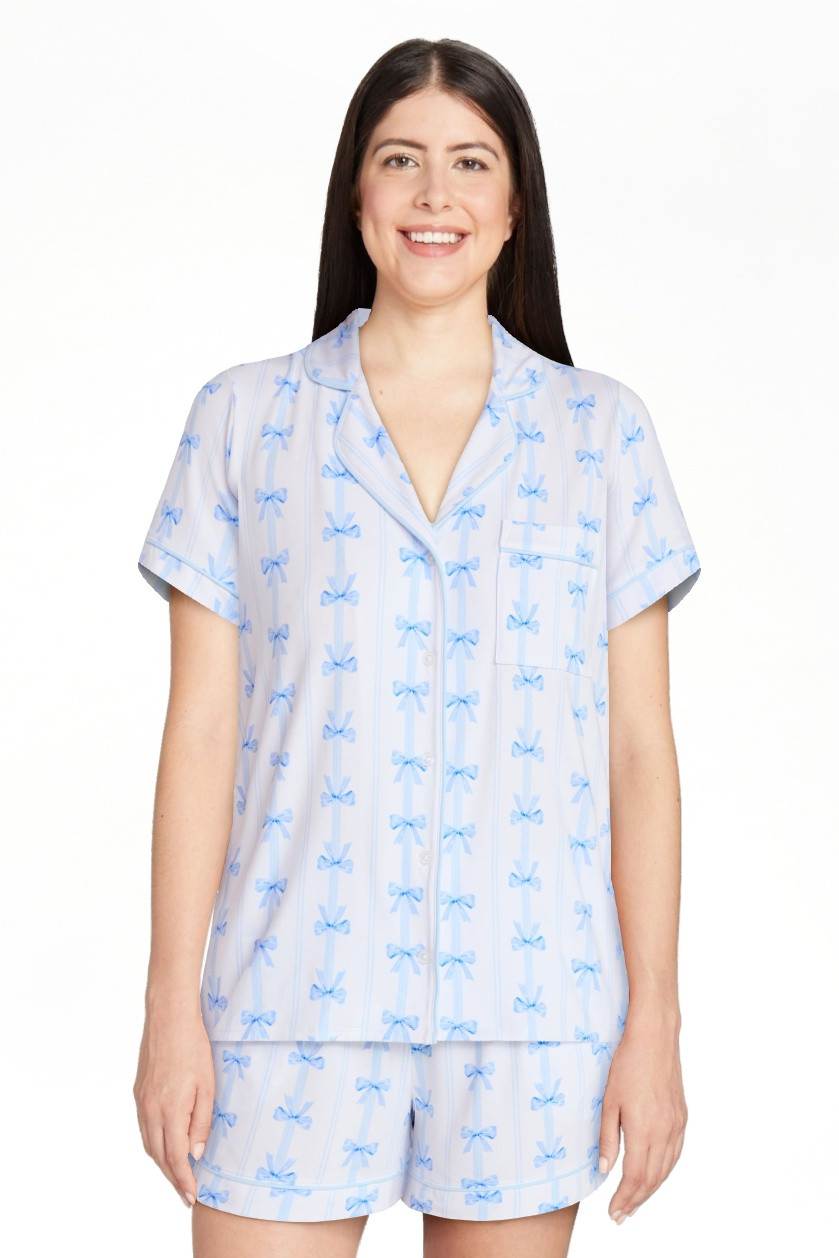 Joyspun Women’s Dreamy Soft Collection Bridal Short Sleeve Knit Notch Collar Top and Shorts Paj... | Walmart (US)