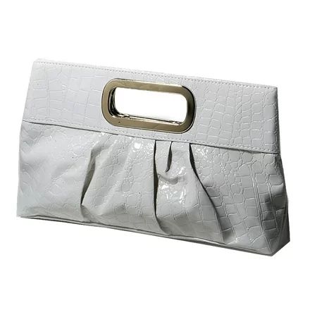 Chicastic Oversized Glossy Patent Leather Casual Evening Clutch Purse with Metal Grip Handle - Wh... | Walmart (US)