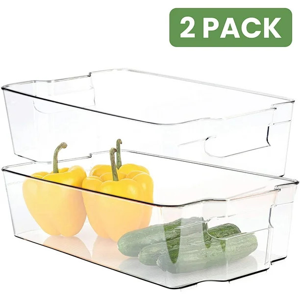 Homeries Fridge Organizer Storage Bins (Pack of 2) – Stackable Freezer & Refrigerator Organizer... | Walmart (US)