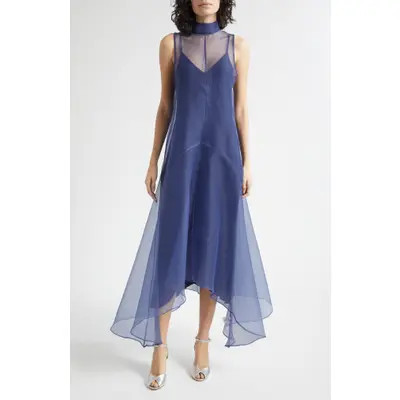 STAUD Auden Sleeveless Chiffon Gown in Navy at Nordstrom, Size Large | Nordstrom