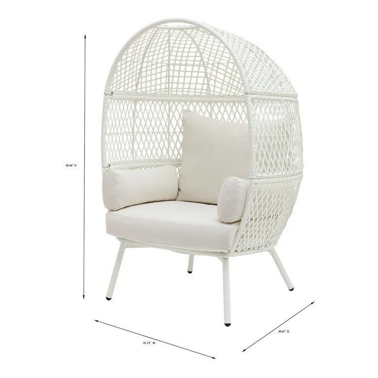 Better Homes & Gardens Ventura Steel Stationary Wicker Egg Chair – Cream | Walmart (US)