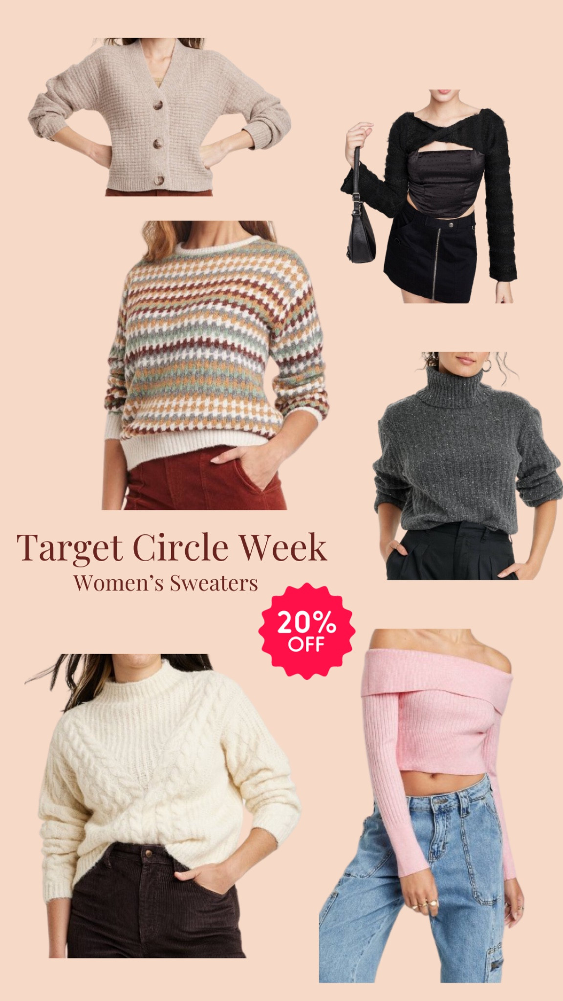 Target circle week, target circle, target sale, target clothes, wild fable, a new day, target style, fall ootd, fall clothes, fall sweaters, sweaters, oversized sweater, vintage inspired sweater, off shoulder sweater, cable knit sweater, target sweater

#LTKstyletip #LTKsalealert #LTKfindsunder50