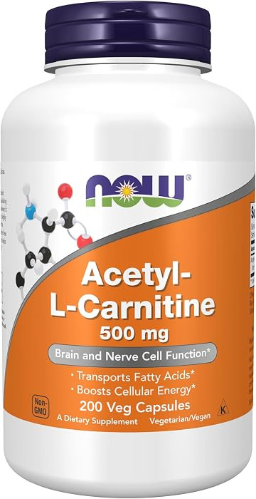 NOW Foods Supplements, Acetyl-L Carnitine 500 mg, Amino Acid, Brain And Nerve Cell Function*, 200... | Amazon (US)