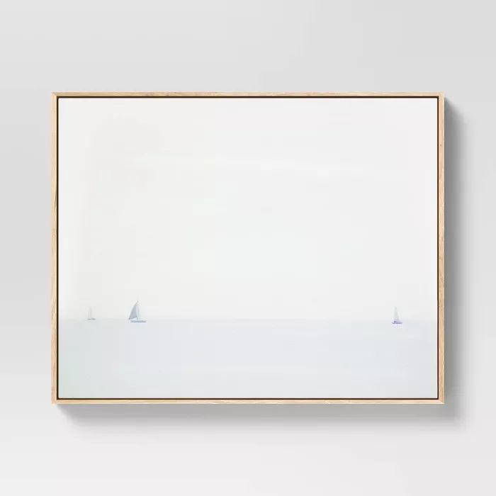 30" x 24" Sailboats Scene Framed Wall Canvas Whitewashed - Threshold™ | Target