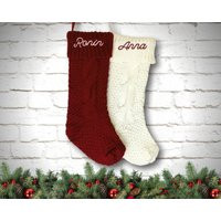 Christmas Stockings Personalized, Personalized Stockings, Monogrammed Knit Stocking Embroidered | Etsy (US)