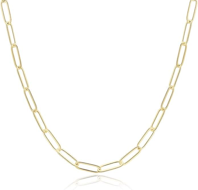 moniface 14K Gold Plated Dainty Paperclip Link Chain Necklace Long Chain Necklace for Women Girls | Amazon (US)