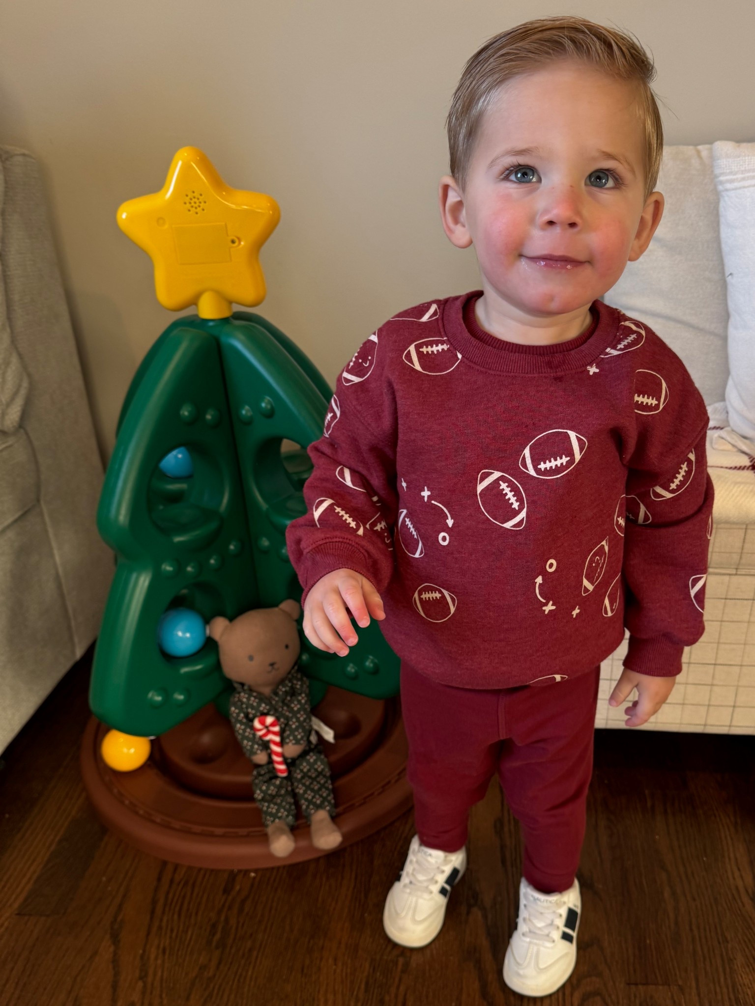 My First Christmas Tree is a fav again this year 🥰 and cozy in our fleece sweater and sweatpants for school today! #toddlerboy 

#LTKHoliday #LTKBaby #LTKKids
