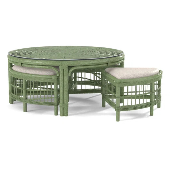 Raffles Rattan Cocktail Table with Benches | Perigold