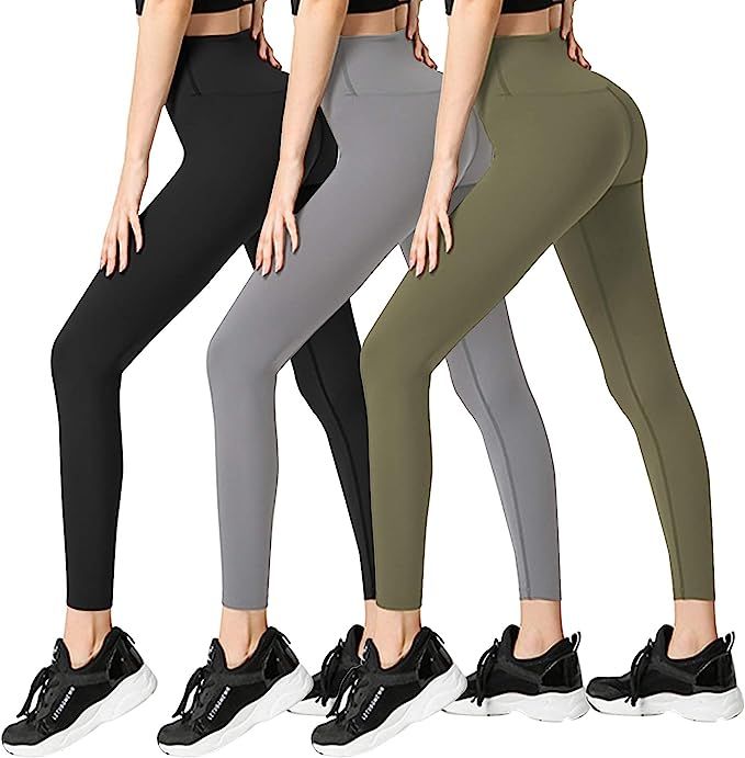 3 Pack Womens Leggings-No See-Through High Waisted Tummy Control Yoga Pants Workout Running Leggi... | Amazon (US)