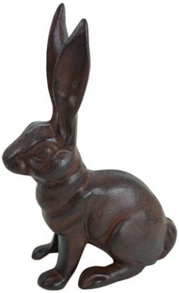 HomeOffice Cast Iron Sitting Bunny Rabbit Garden Statue Patio Yard Large Doorstop | Amazon (US)