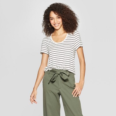 Women's Striped Any Day Short Sleeve Scoop Neck T-Shirt - A New Day™ | Target