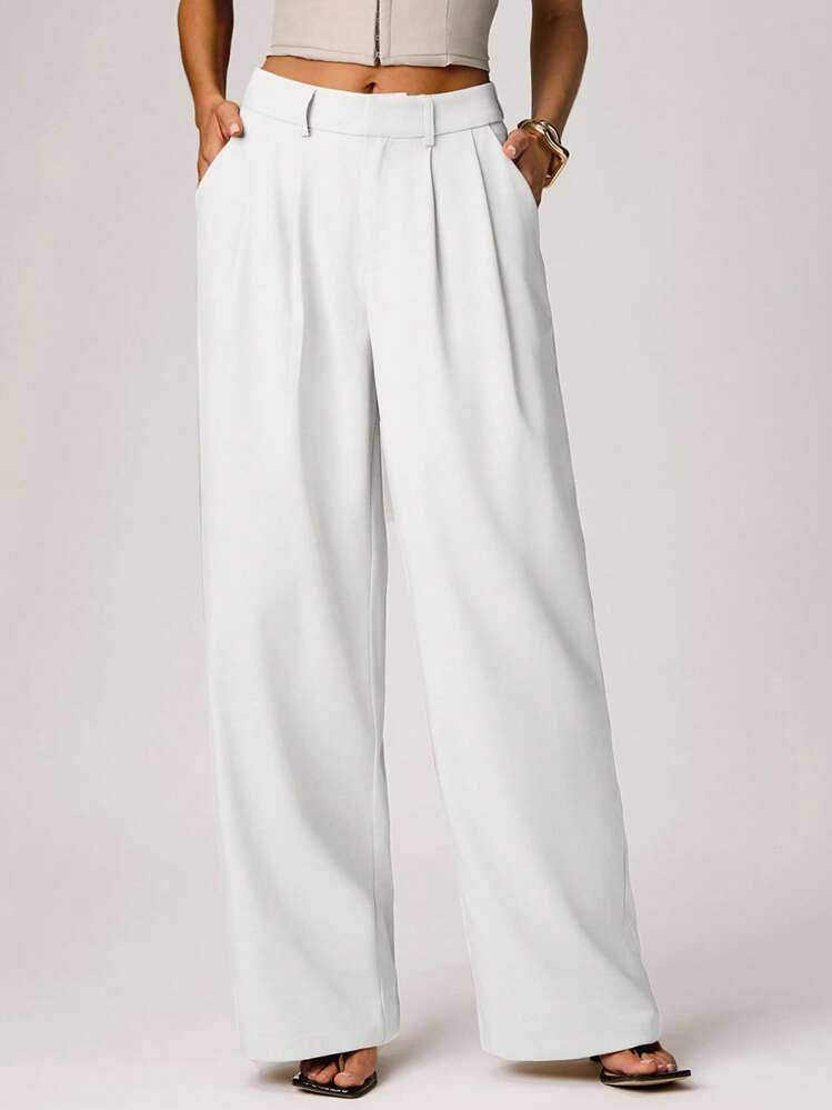 SHEIN Forever 21 Women Loose Straight Leg Office Commuting Casual Pants, Fashion & Versatile, Spr... | SHEIN