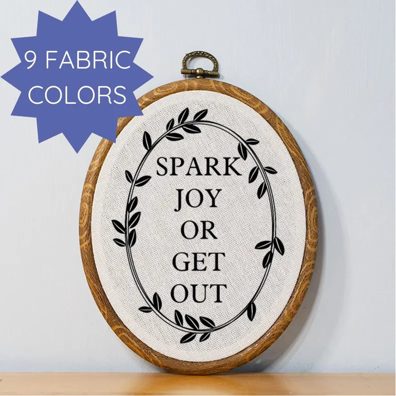 Spark Joy Faux Embroidery Wall Decor Unique Novelty Gift Idea Customizable Housewarming Gift Funn... | Etsy (US)