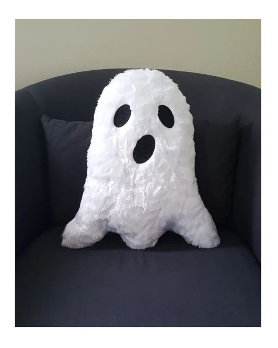 Furry Ghost Pillow Halloween Decor Black and White Spooky - Etsy | Etsy (US)