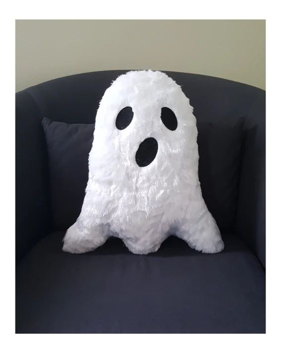 Furry Ghost Pillow Halloween Decor black and white spooky stuffed animal ghoul halloween pillow p... | Etsy (US)