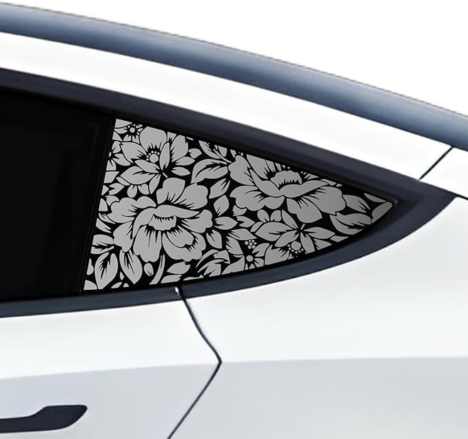 BOGAR TECH DESIGNS Precut Quarter Window Floral Design Vinyl Decal Sticker Compatible with Tesla ... | Amazon (US)
