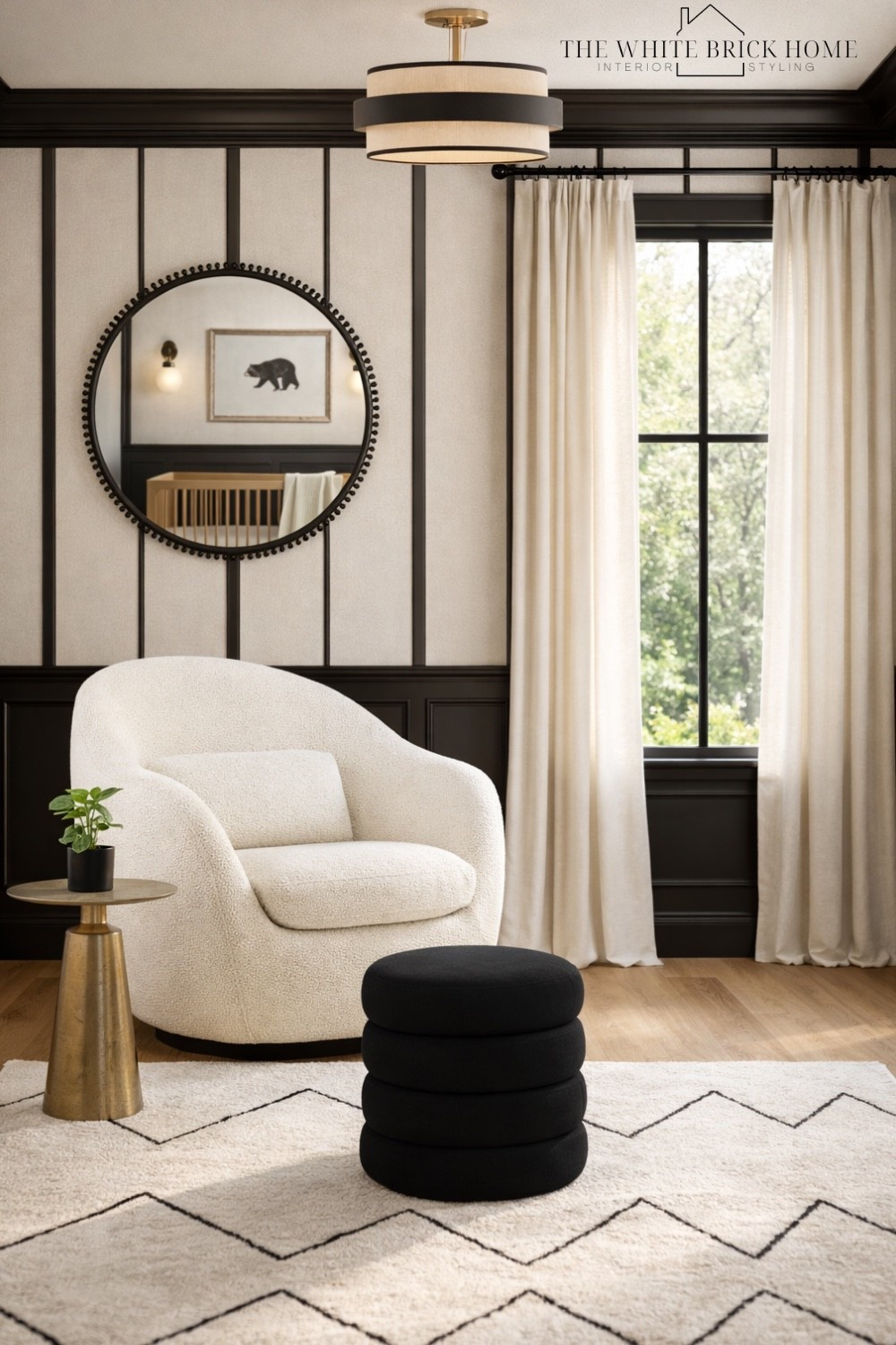 A cozy, modern traditional space that blends soft texture, bold contrast, and timeless details for a look that feels both elevated and effortless. 

Nursery, nursery design, nursery decor, nursery ideas, black and ivory nursery, woodland nursery, modern woodland nursery, nursery rug, nursery furniture, nursery decor ideas, home decor ideas, nursery wallpaper, nursery wall mirror, glider, nursery chair, gender neutral nursery, baby boy, baby girl, wayfair, pottery barn kids, west elm kids, pottery barn 

#LTKBaby #LTKBump #LTKHome
