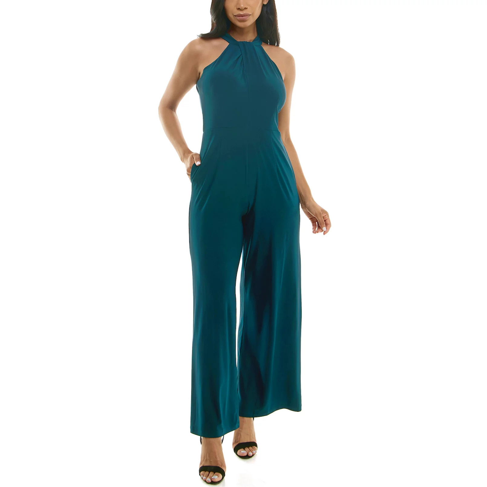 Women's Nina Leonard Wide-Leg Halter Jumpsuit | Kohl's