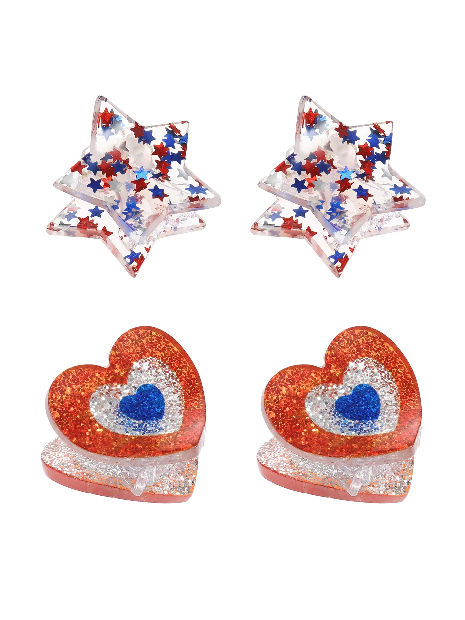 Way to Celebrate Americana Patriotic Mini Hair Clip Set - Walmart.com | Walmart (US)