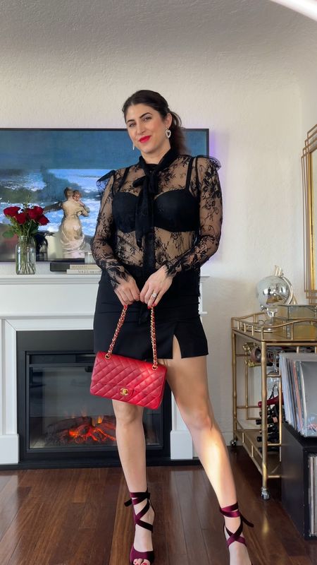 Laura Lily wearing lace top and black mini skirt and red quilted bag for a Valentine’s Day girls look.
Lace top 
Valentine’s Day GRWM
Valentines Day Date night idea 

@chloeColette #chloecolette #modernheirlooms #

#LTKfindsunder50 #LTKstyletip #LTKfindsunder100