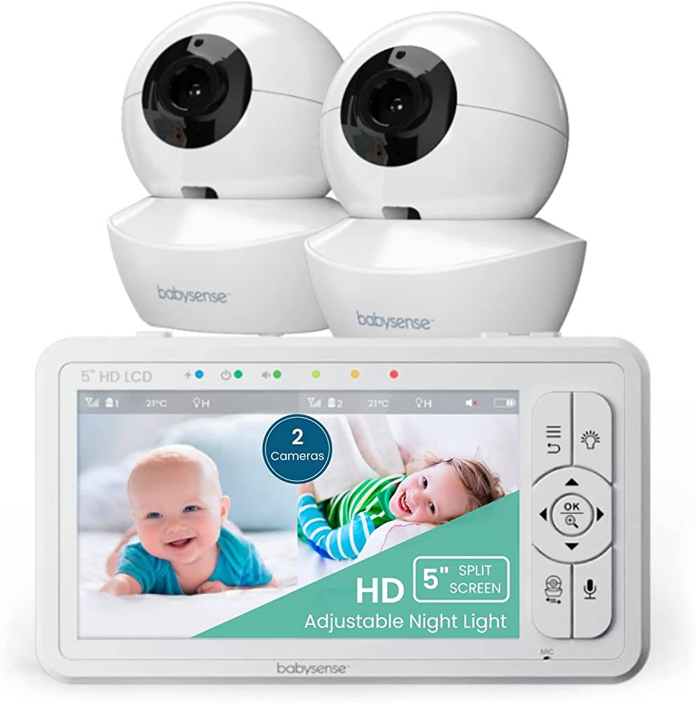 Amazon.com: Babysense 5" HD Split-Screen Baby Monitor, Video Baby Monitor with 2 Cameras and Audi... | Amazon (US)