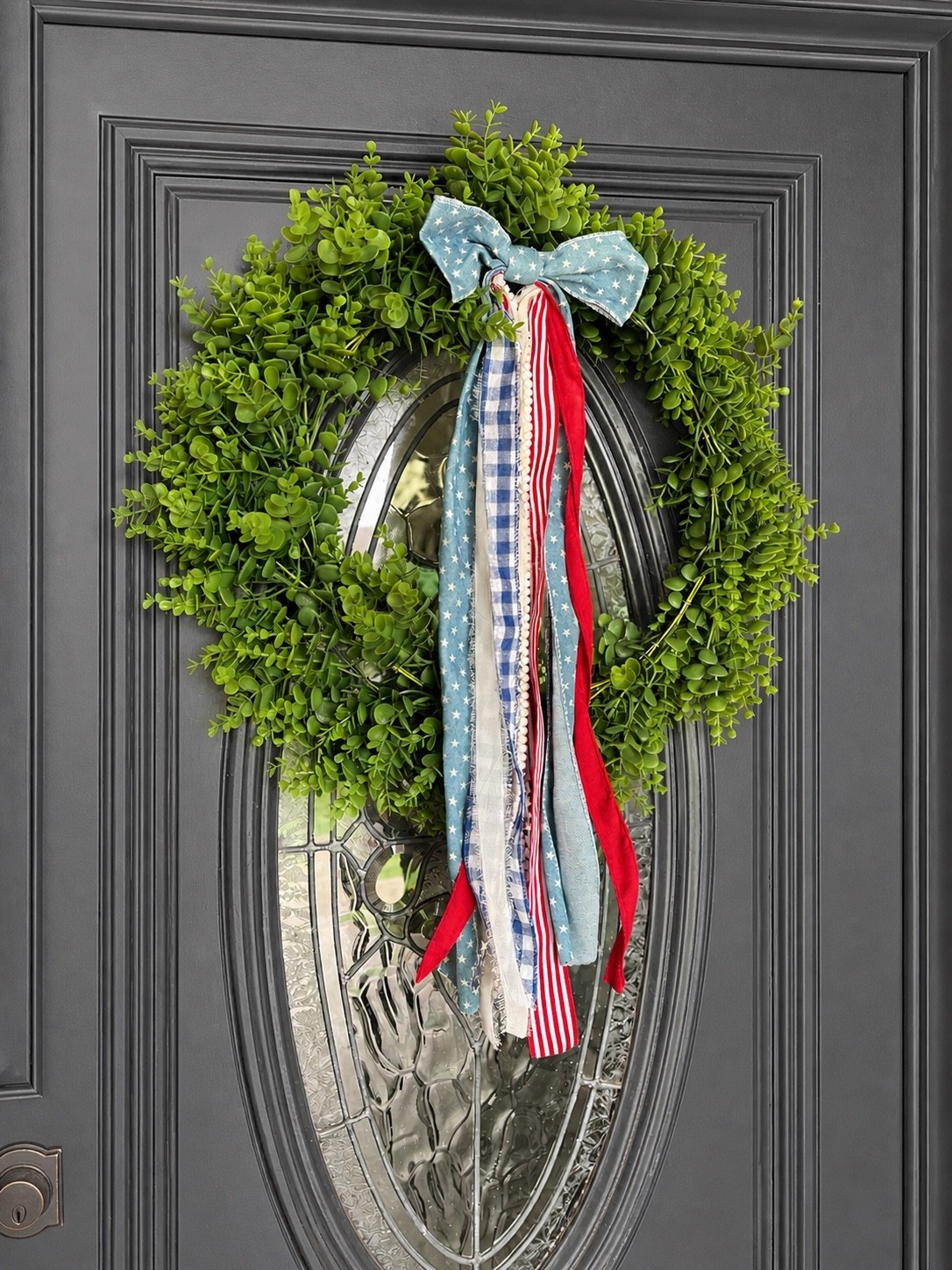 Loving this new Walmart patriotic wreath from My Texas House! ❤️🤍💙