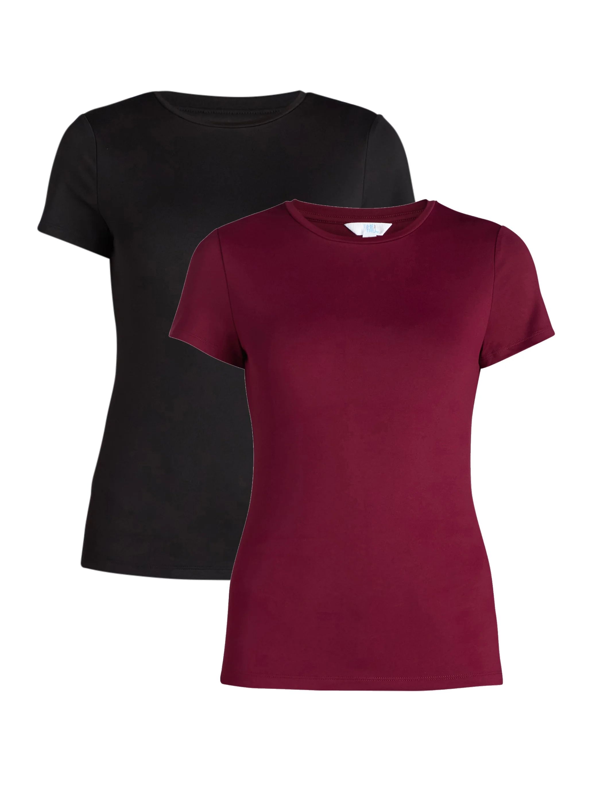 Time and Tru Women's Smoothing Tee with Short Sleeves, 2-Pack, Sizes XS-XXXL - Walmart.com | Walmart (US)