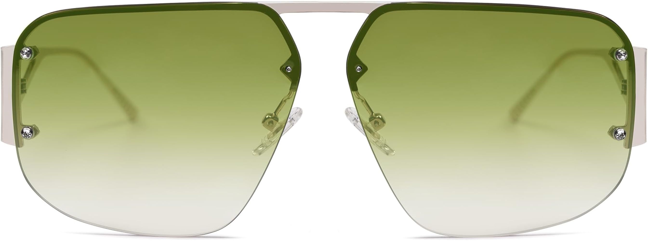 SOJOS Trendy Aviator Sunglasses Mens Womens Retro Metal Rimless Frame Shades Lentes De Sol Para M... | Amazon (US)