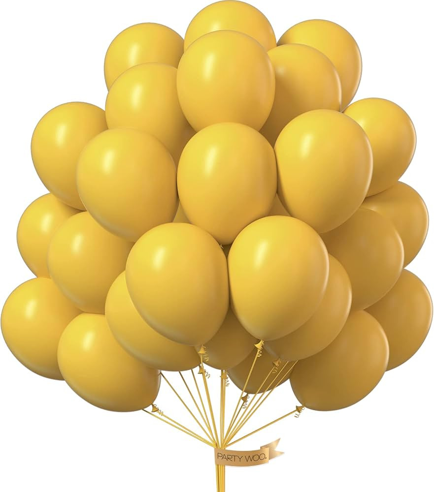 PartyWoo Mustard Yellow Balloons, 50 pcs 12 Inch Boho Yellow Balloons, Dark Yellow Balloons for B... | Amazon (US)