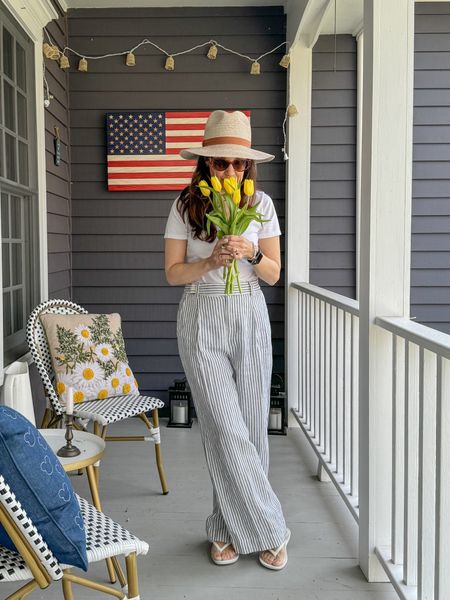 Madewell sale coming up! These linen pants are amazing. Size down one size. Comfy spring outfit. 

#LTKover40 #LTKxMadewell #LTKfindsunder100