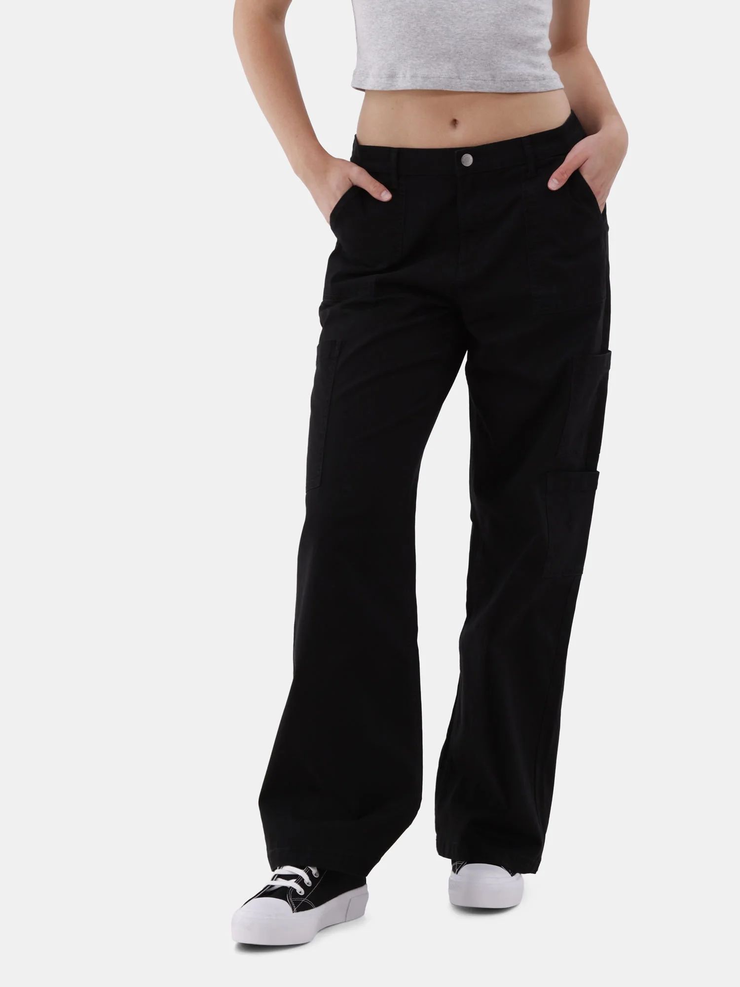 No Boundaries Wide Leg Cargo Pants, 32” Inseam, Women’s | Walmart (US)