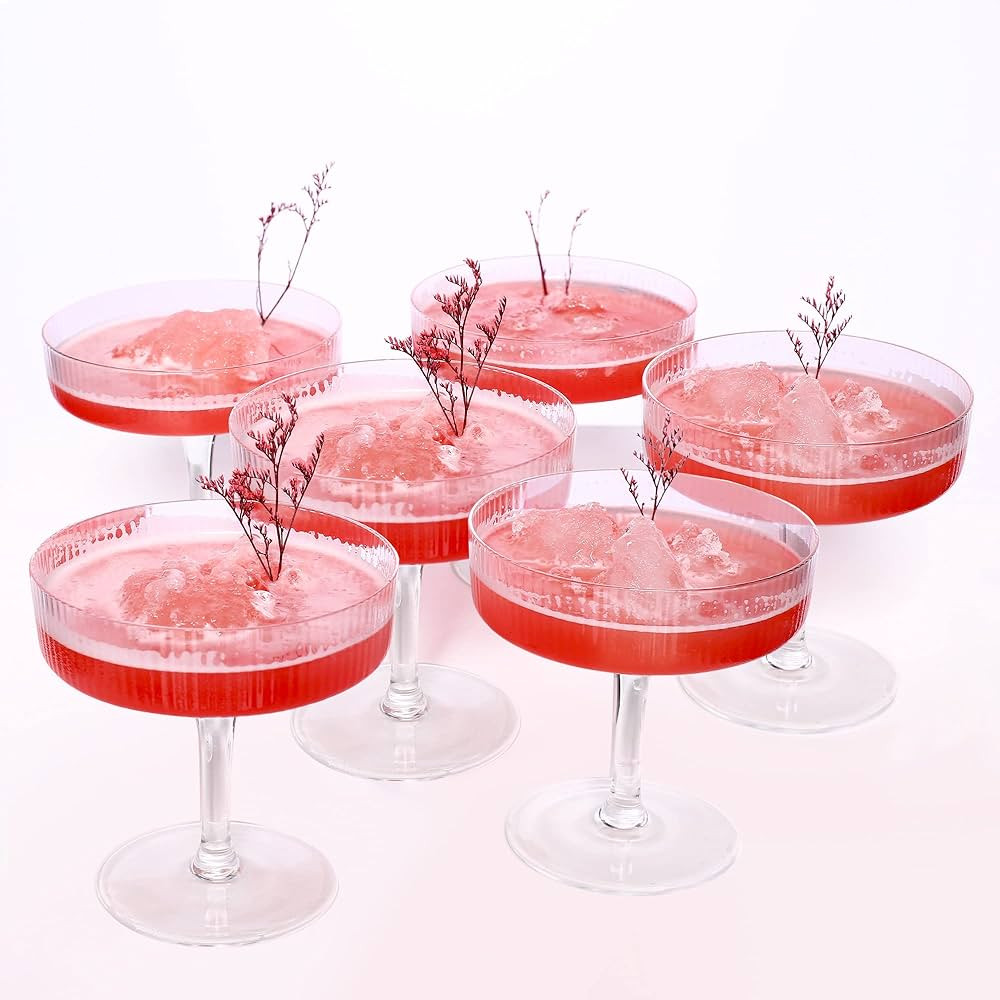 Montex 6 Pcs Ribbed Coupe Glasses, 7.5 oz Classic Vintage Cocktail Galssware, Pefect for Cocktail... | Amazon (US)