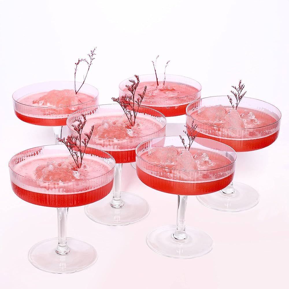 Montex 6 Pcs Ribbed Coupe Glasses, 7.5 oz Classic Vintage Cocktail Galssware, Pefect for Cocktail... | Amazon (US)