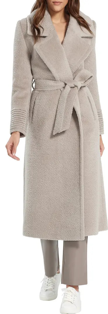 SENTALER Bouclé Notch Collar Alpaca & Wool Blend Wrap Coat | Nordstrom | Nordstrom