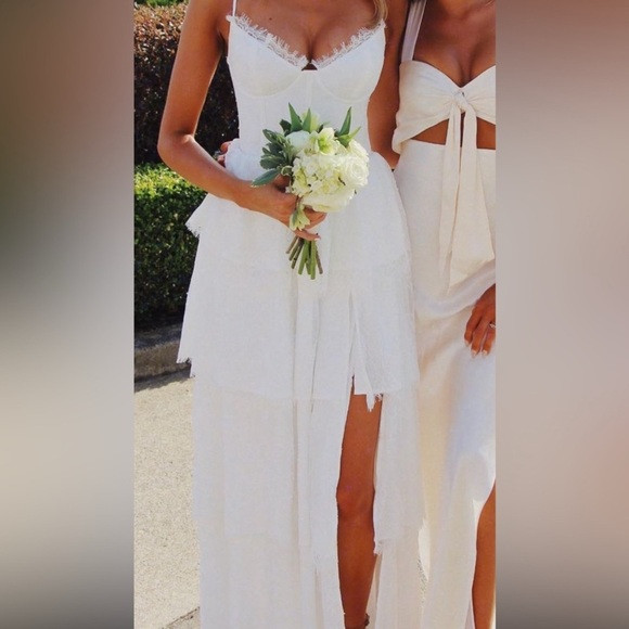 Elegant White Tiered V. Chapman Gown | Poshmark