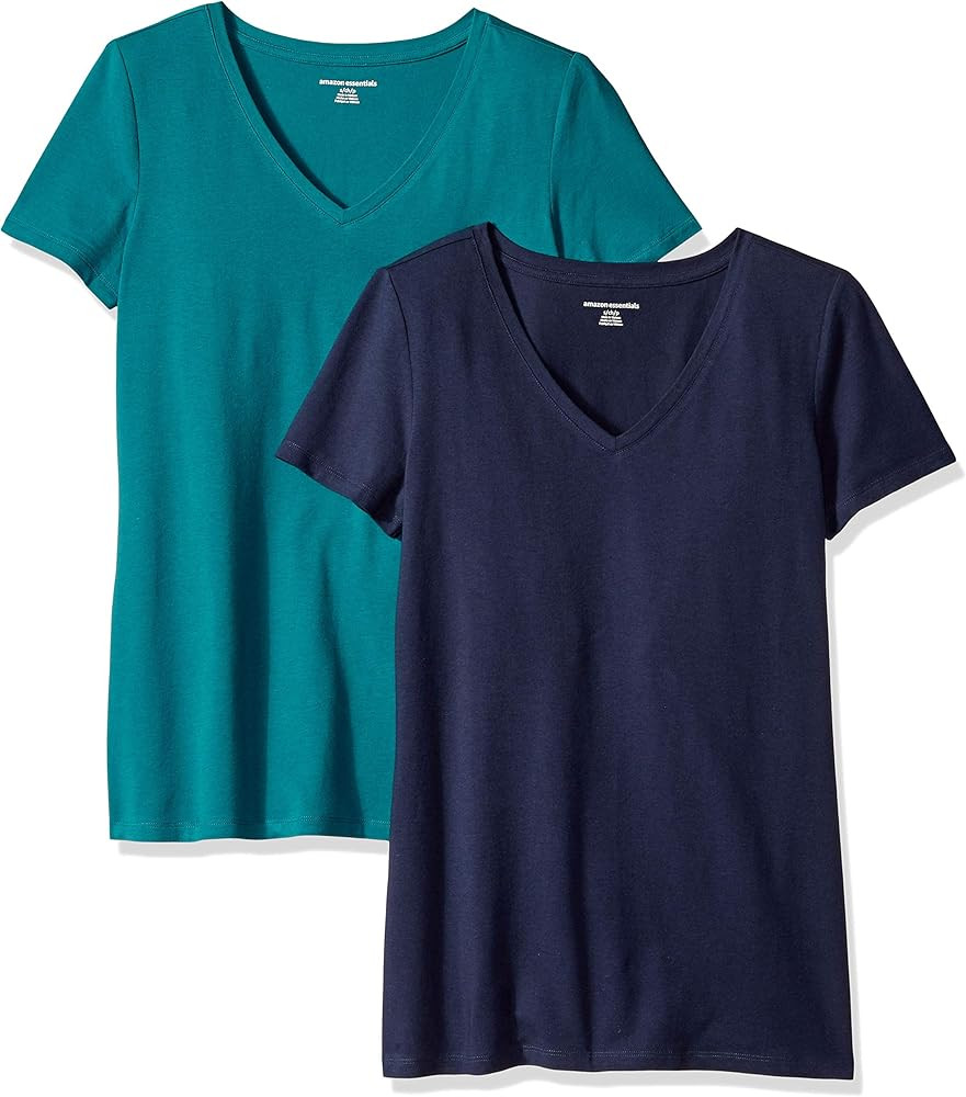 Amazon Essentials Women's Classic-Fit Short-Sleeve V-Neck T-Shirt, Multipacks | Amazon (US)