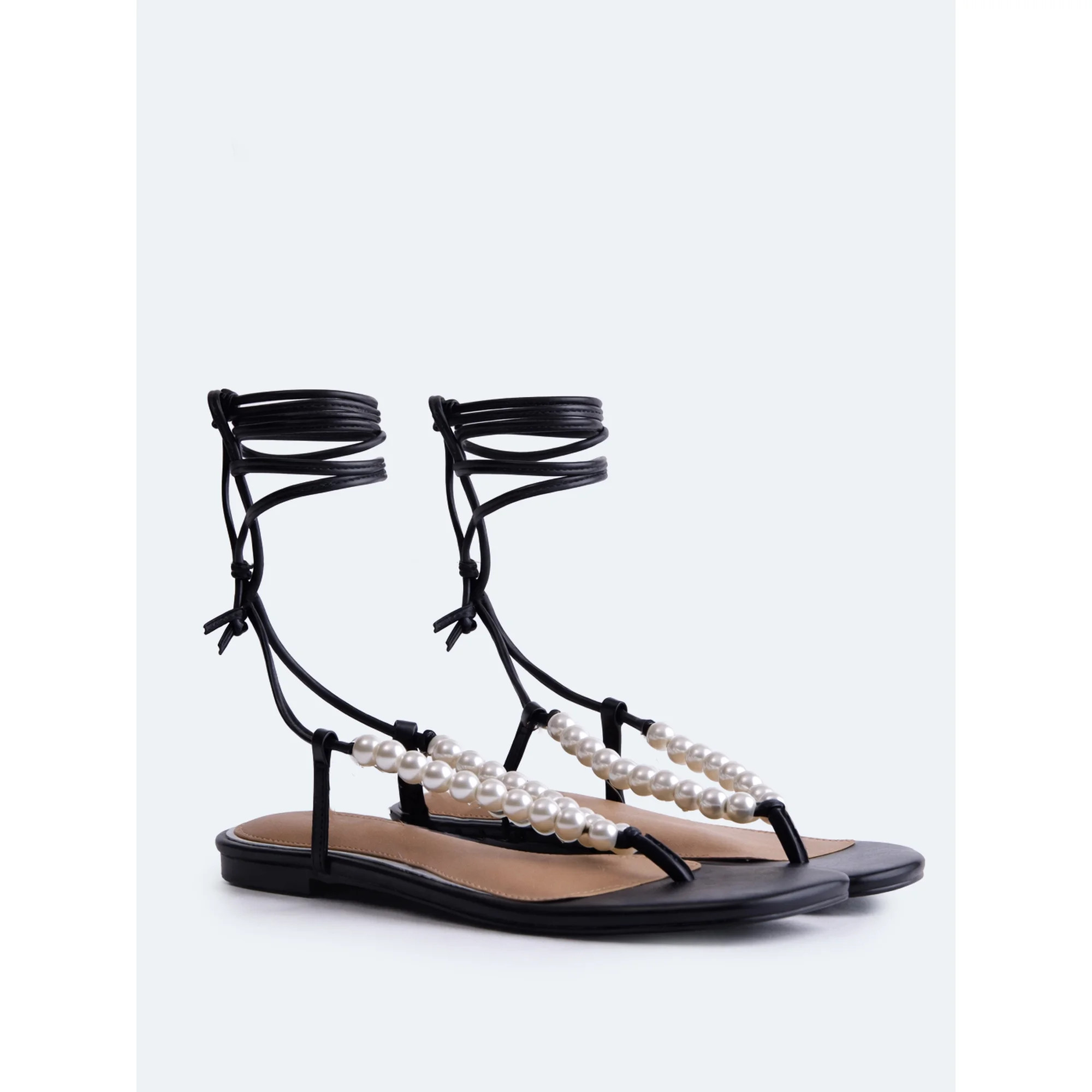 Free Assembly Women's Beaded Wrap Sandals | Walmart (US)