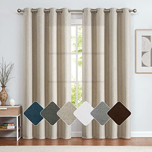 Vangao Beige Linen Curtains 84 Inches Length 2 Panels for Bedroom Living Room Thermal Insulated R... | Amazon (US)