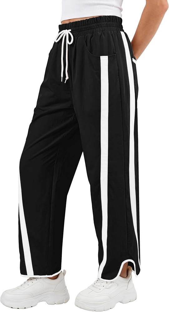 ANRABESS Women Track Pants Casual Drawstring Waist Lightweight Baggy Contrast Color Workout Barre... | Amazon (US)