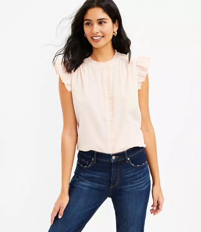Gingham Ruffle Top | LOFT